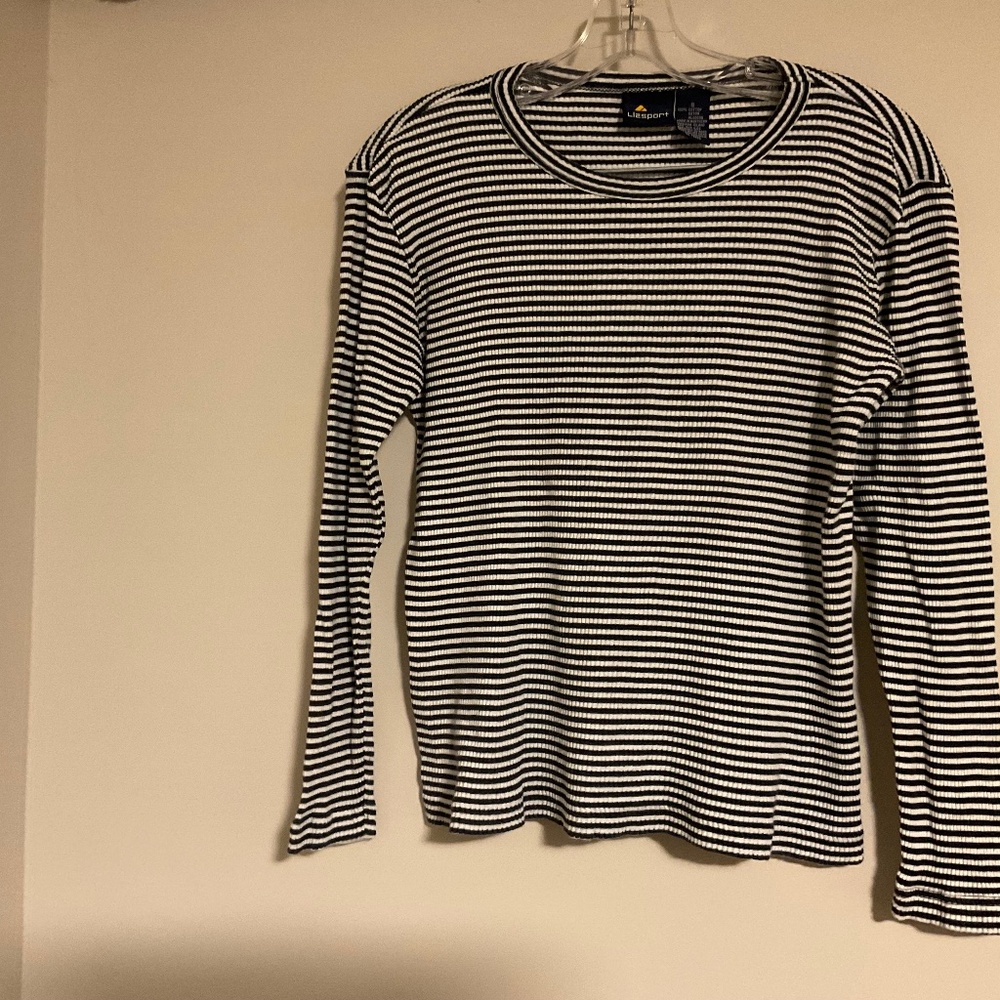 Cotton navy and white long sleeved top by Lizsport in size small